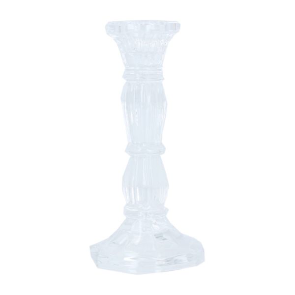 Clear Glass Moulded Candlestick Medium